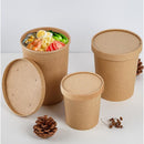 250x Biodegradable Kraft Paper Soup Bucket with Lid Takeaway Tubs Cups - 250ML (8OZ)