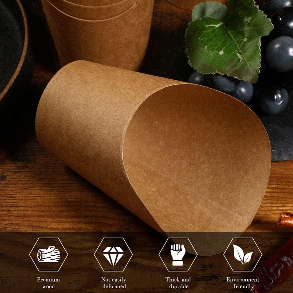 French Fries Holder Kraft Paper Cups Holder Disposable Paper Cups - 14OZ