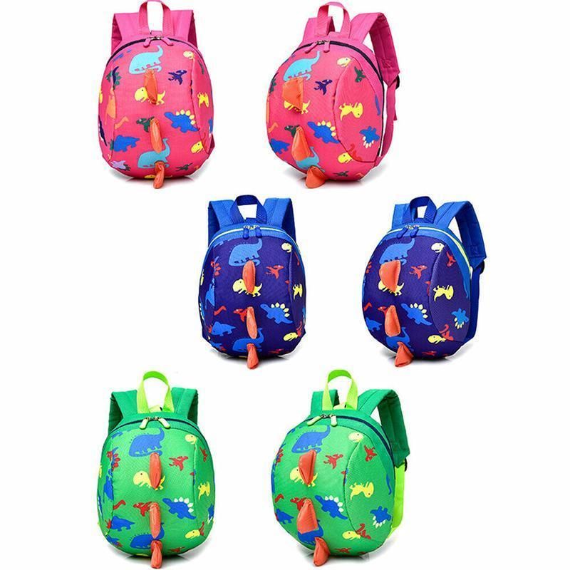 Kids Safety Harness Backpack Toddler Leash Dinosaur Bag Child Anti Lost - pink