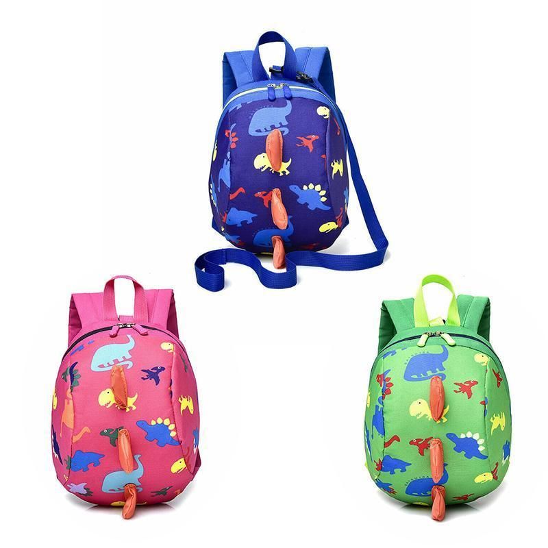 Kids Safety Harness Backpack Toddler Leash Dinosaur Bag Child Anti Lost - pink
