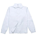 White Girls Peter Pan Collar Long Sleeve School Shirt with two button Adjustable Cuff - XL