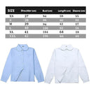 White Girls Peter Pan Collar Long Sleeve School Shirt with two button Adjustable Cuff - XL