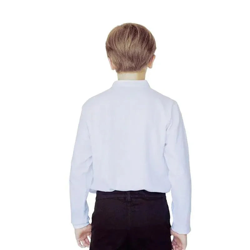 White Girls Peter Pan Collar Long Sleeve School Shirt with two button Adjustable Cuff - XL