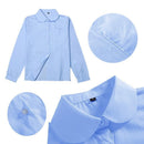 White Girls Peter Pan Collar Long Sleeve School Shirt with two button Adjustable Cuff - XL