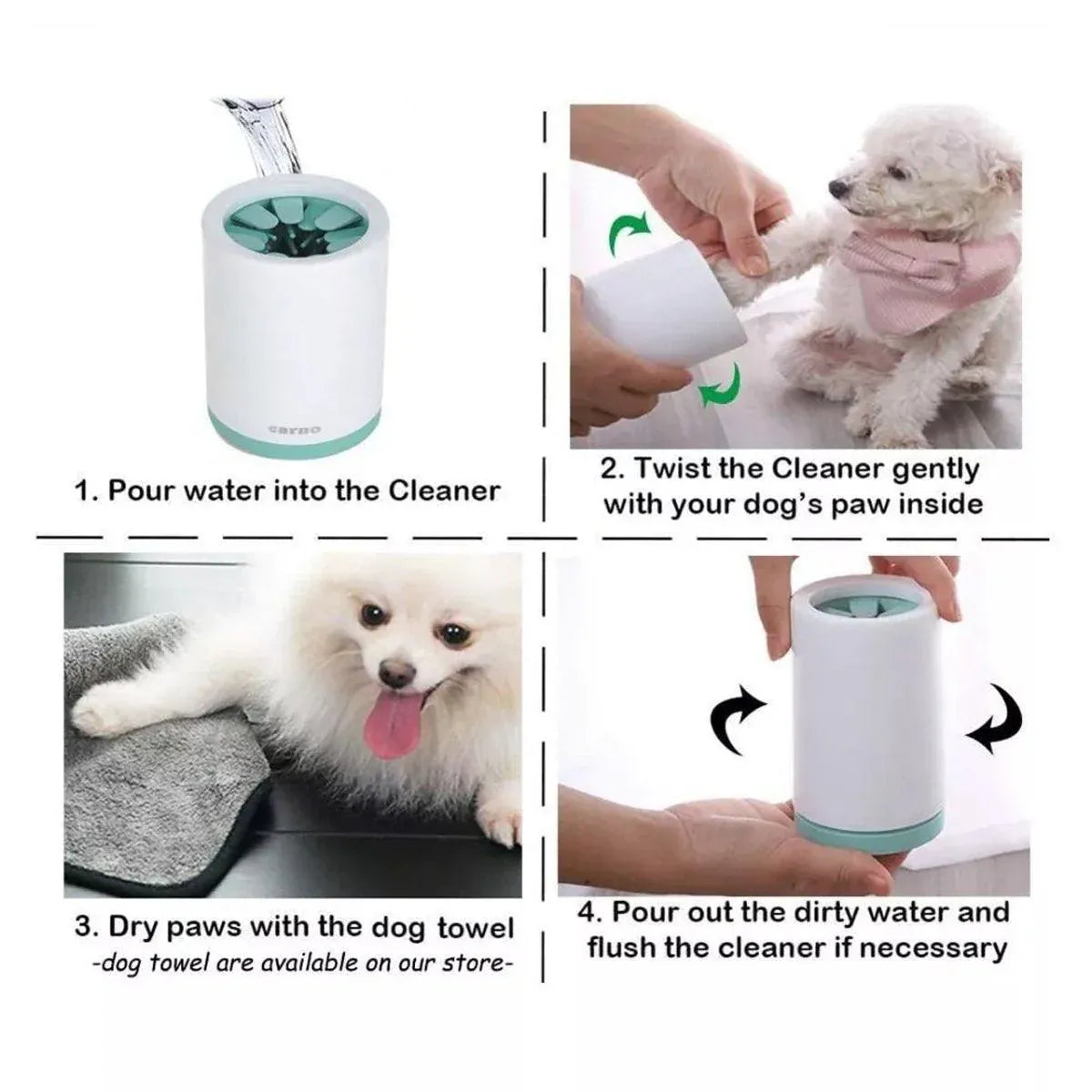 Pet Foot Wash Cup Automatic No-Rub Paw Cleaner Cat Dog Paw Washing Cup Clean - Green