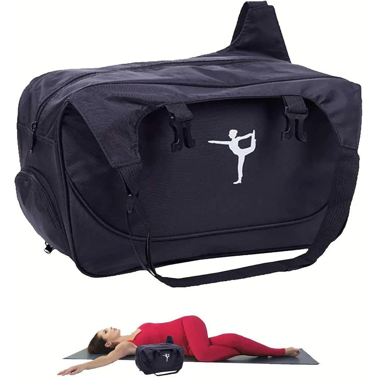 Yoga Mat Bag Large Capacity Sports Backpack Casual Gym Travel Print Backpack - Black