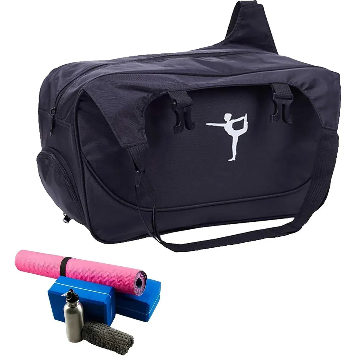 Yoga Mat Bag Large Capacity Sports Backpack Casual Gym Travel Print Backpack - Black