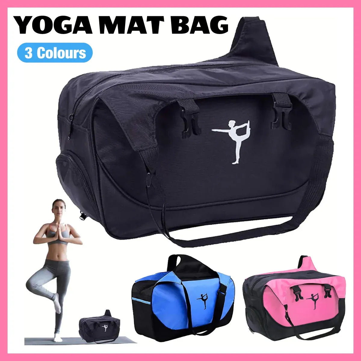 Yoga Mat Bag Large Capacity Sports Backpack Casual Gym Travel Print Backpack - Blue