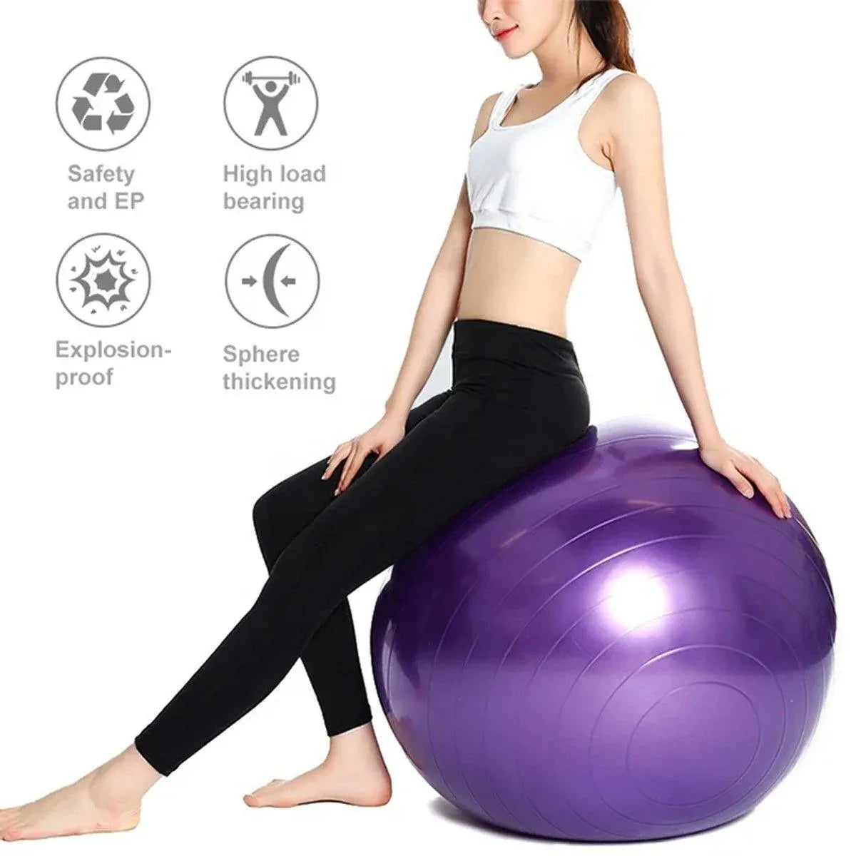 Explosion-Proof Thickened Inflatable Yoga Ball Massage Fitness Stability Ball - Purple - 65cm
