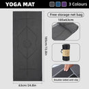 Portable Yoga Blanket with Body Position Line Non Slip Soft for Home Gym Studio - Blue