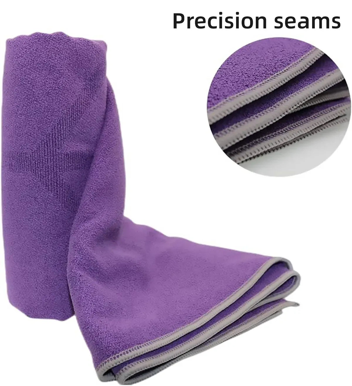 Portable Yoga Blanket with Body Position Line Non Slip Soft for Home Gym Studio - Grey