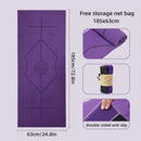 Portable Yoga Blanket with Body Position Line Non Slip Soft for Home Gym Studio - Grey