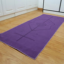 Portable Yoga Blanket with Body Position Line Non Slip Soft for Home Gym Studio - Grey