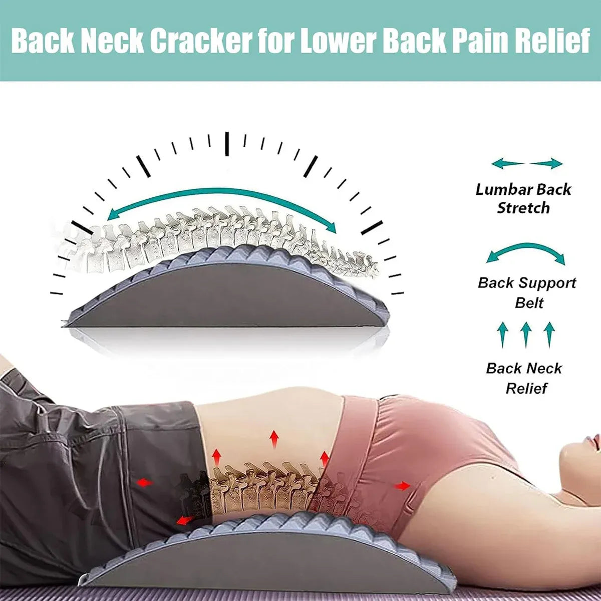 Ergonomic Neck and Back Support Stretcher for Relaxation and Posture - Pink