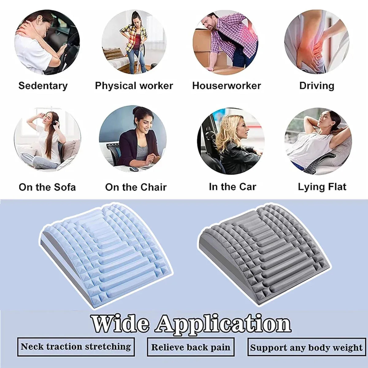 Ergonomic Neck and Back Support Stretcher for Relaxation and Posture - Pink