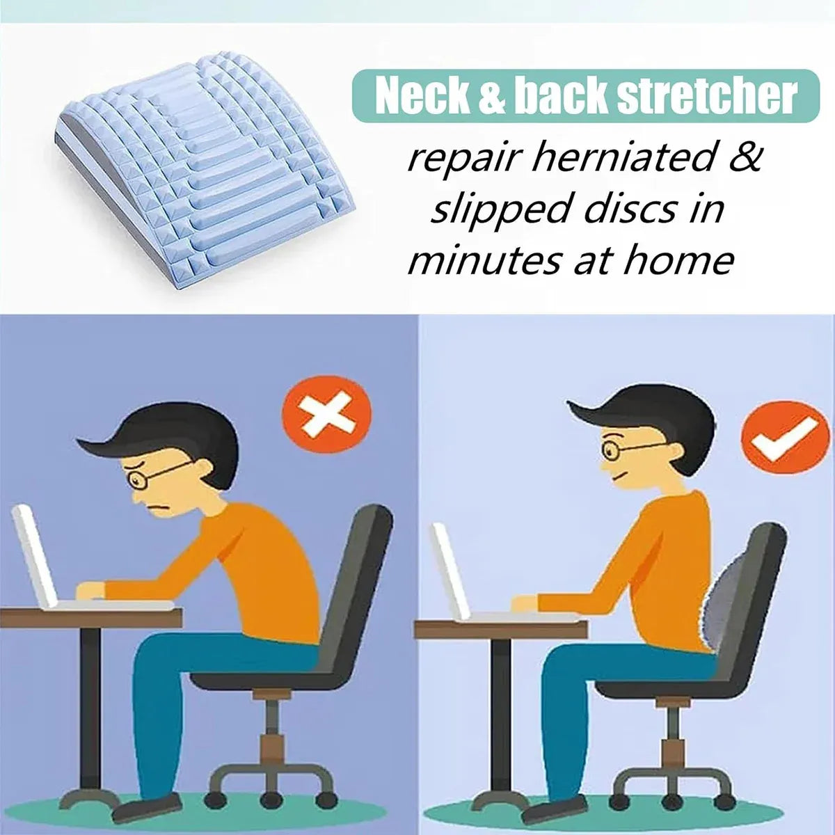 Ergonomic Neck and Back Support Stretcher for Relaxation and Posture - Pink
