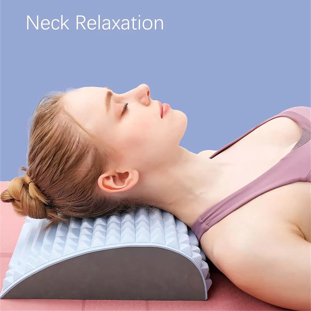 Ergonomic Neck and Back Support Stretcher for Relaxation and Posture - Pink