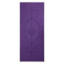 Portable Yoga Blanket with Body Position Line Non Slip Soft for Home Gym Studio - Purple