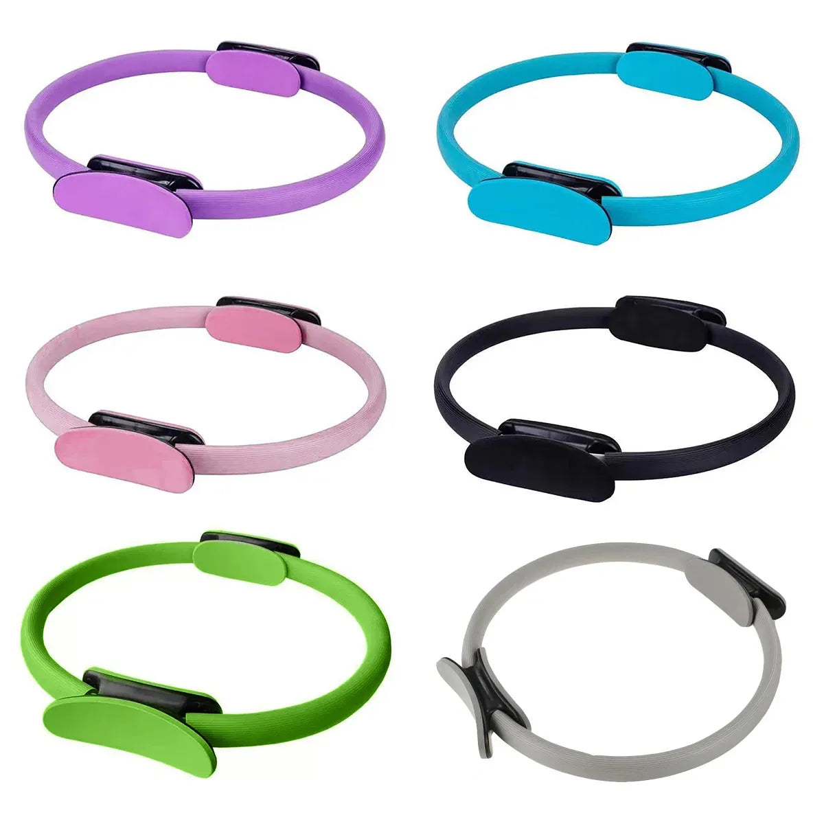 6 Colours Pilates Yoga Ring Magic Circle Fitness Equipment for Toning Slim Legs - Black