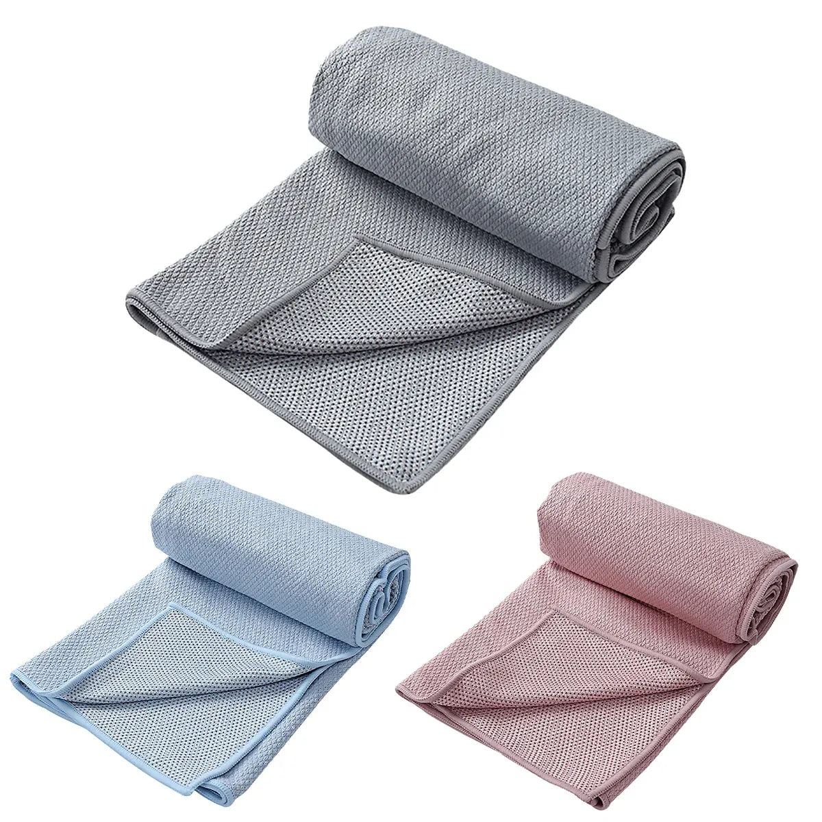 Sports Fitness Ultra Fine Fiber Sweat-Absorbent Diamond Pattern Yoga Towel - Pink