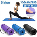 10MM Thick Durable NBR Yoga Mat for Gym and Pilates - Black