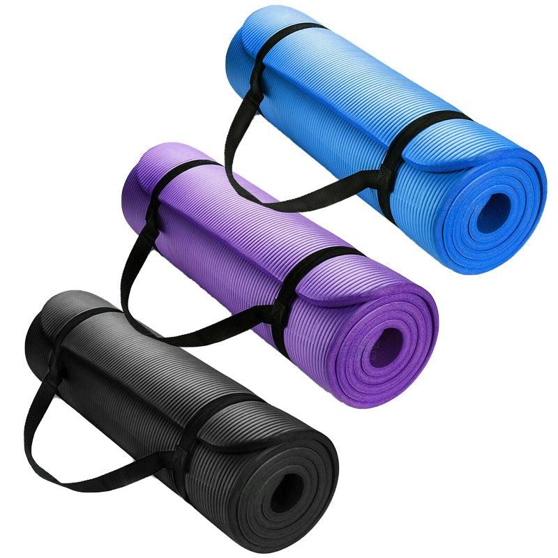 10MM Thick Durable NBR Yoga Mat for Gym and Pilates - Black