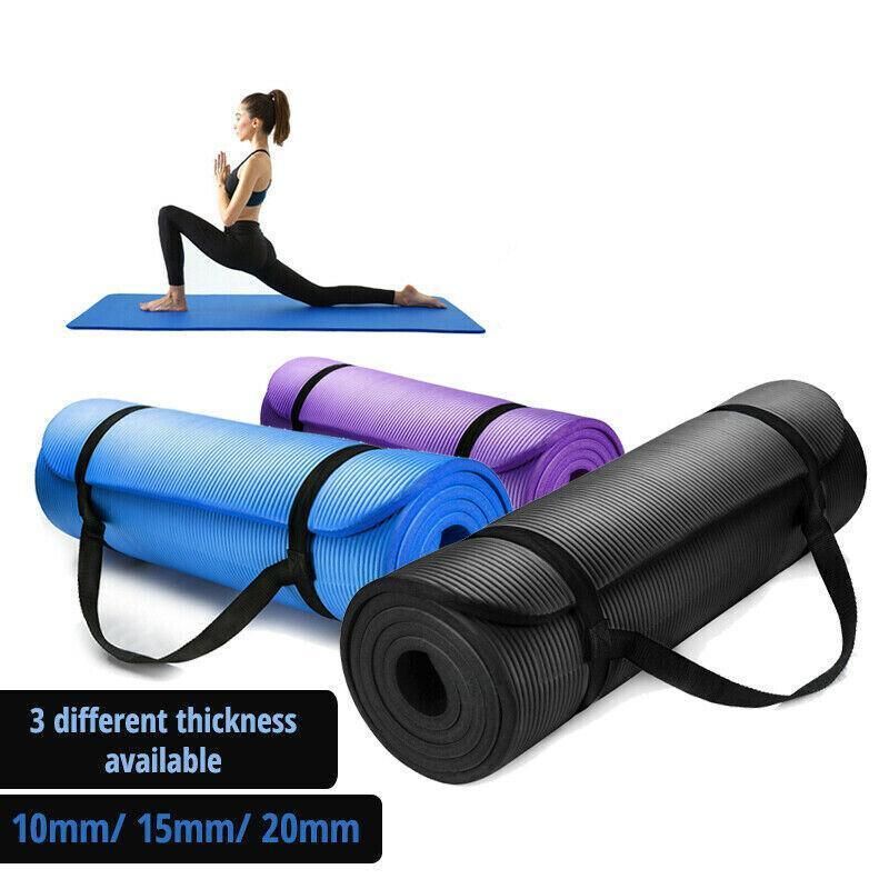 10MM Thick Durable NBR Yoga Mat for Gym and Pilates - Black