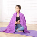 Non Slip Yoga Towel Mat Microfiber Fitness Gym Exercise Blanket with Carry Bag - Light Purple