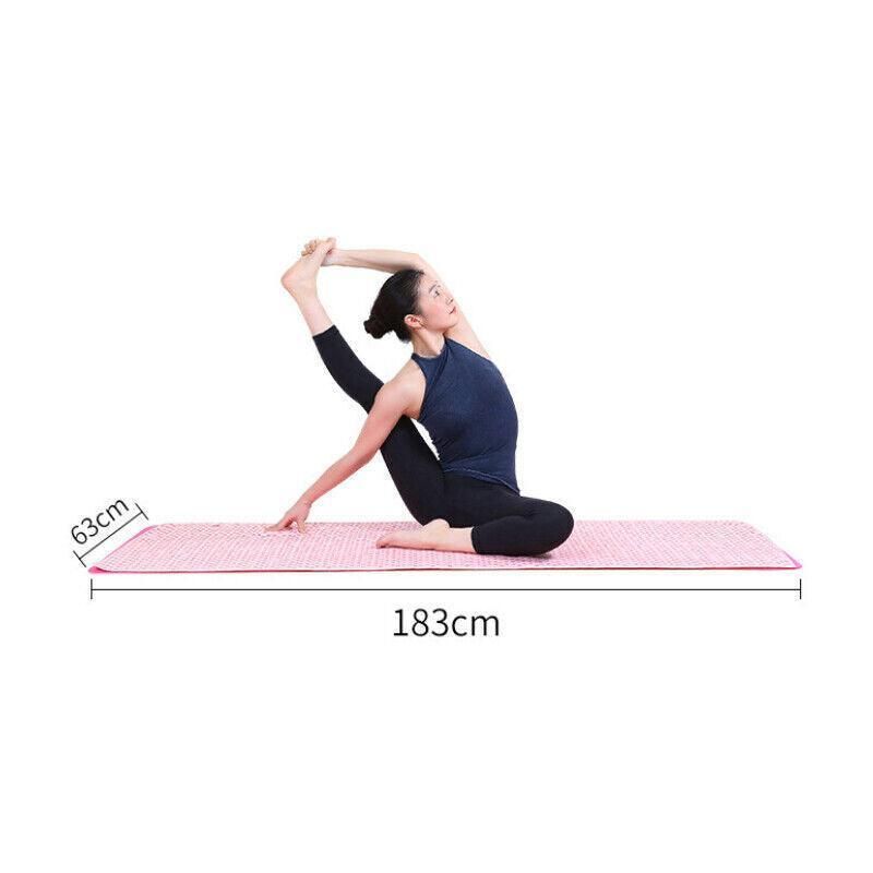 Non Slip Yoga Towel Mat Microfiber Fitness Gym Exercise Blanket with Carry Bag - Light Purple
