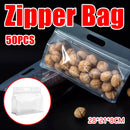 50PCS Clear Reusable Zipper Bags Thick Food Grade PE Storage Bags for Snack Fruit - 28x21cm