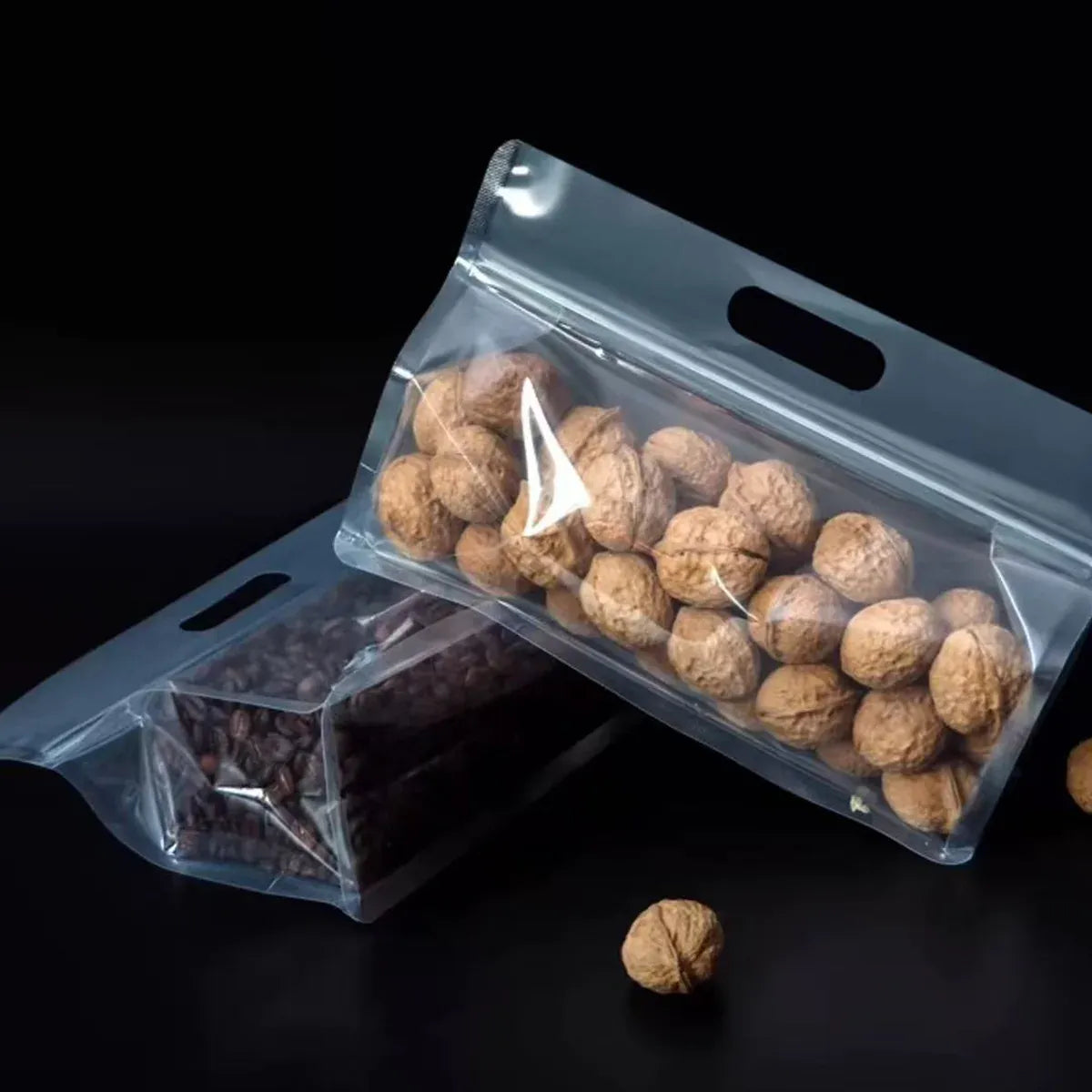 50PCS Clear Reusable Zipper Bags Thick Food Grade PE Storage Bags for Snack Fruit - 30x23cm