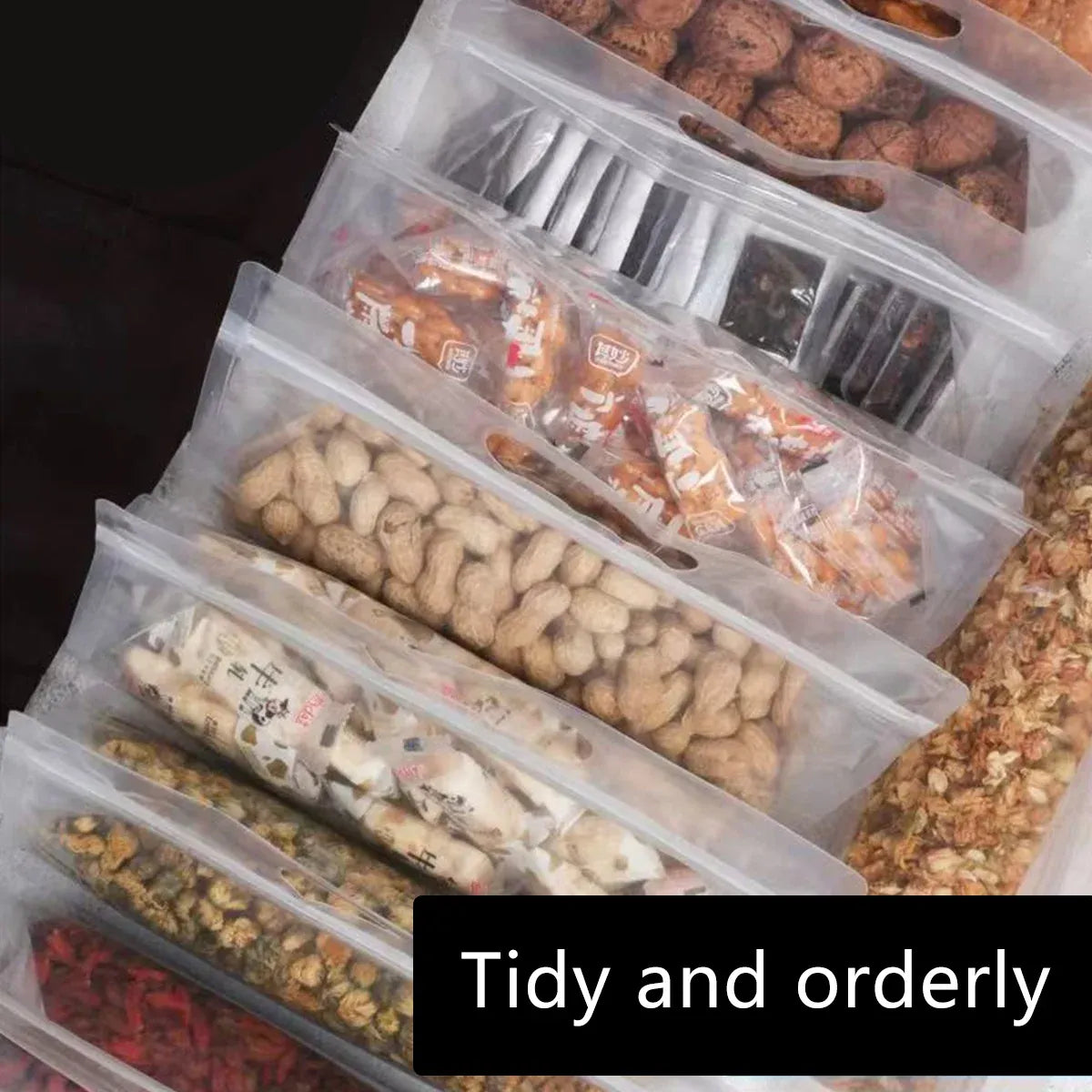 50PCS Clear Reusable Zipper Bags Thick Food Grade PE Storage Bags for Snack Fruit - 30x23cm