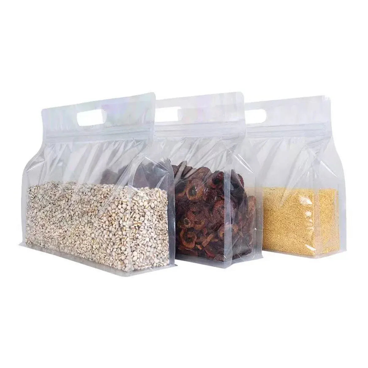 50PCS Clear Reusable Zipper Bags Thick Food Grade PE Storage Bags for Snack Fruit - 30x23cm