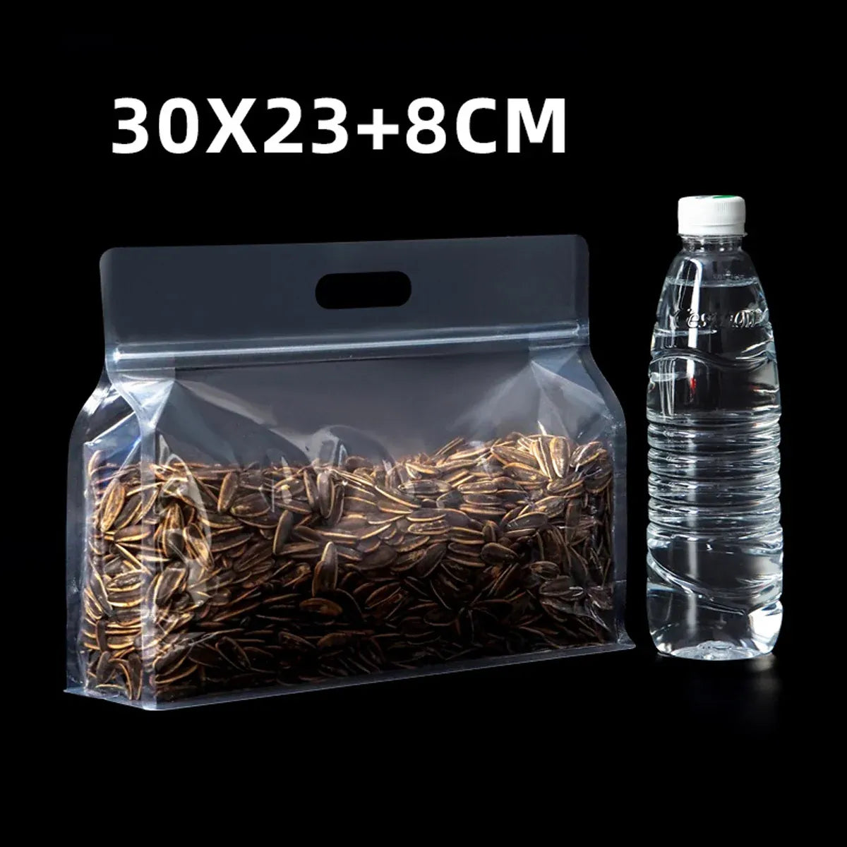 50PCS Clear Reusable Zipper Bags Thick Food Grade PE Storage Bags for Snack Fruit - 30x23cm