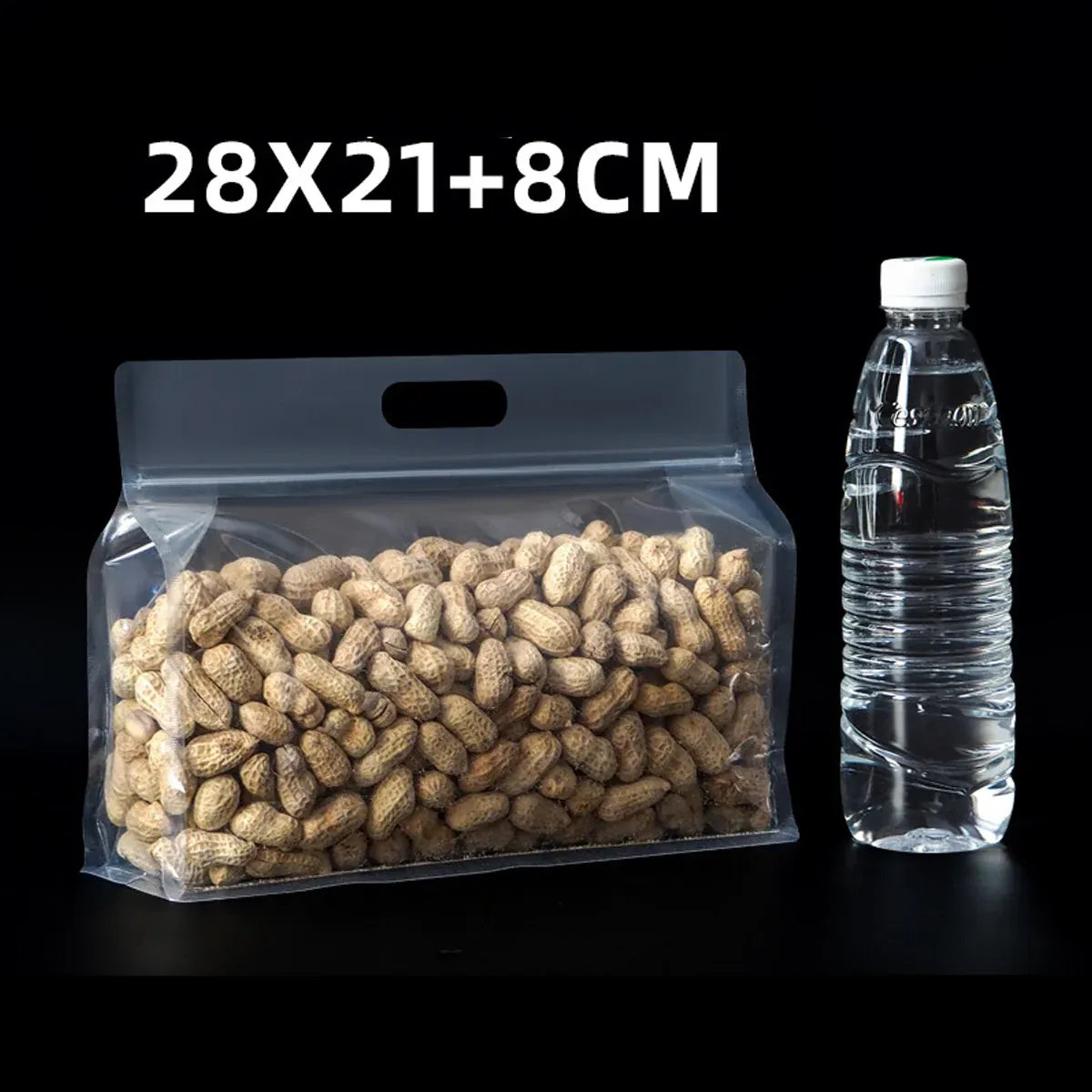 50PCS Clear Reusable Zipper Bags Thick Food Grade PE Storage Bags for Snack Fruit - 30x23cm