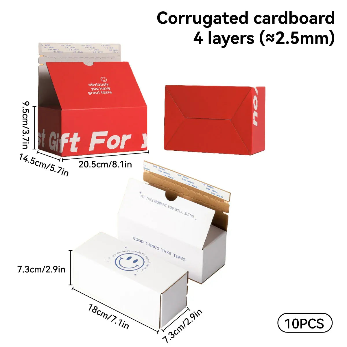 10PCS Corrugated Cardboard Boxes Zipper Closure Sturdy For Shipping Packaging - White