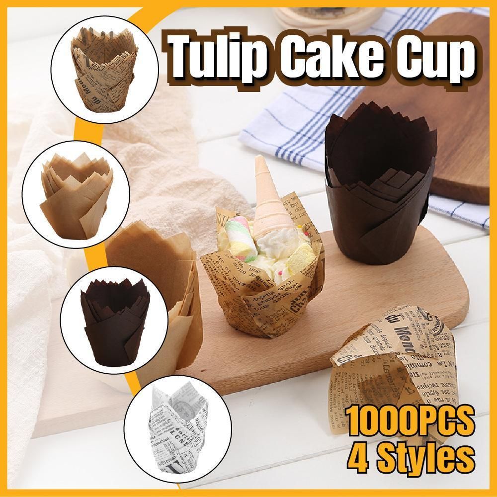 1000PCS Grease-proof Cupcake Liners Muffin Cup Cake Paper Cup Large - Cowhide