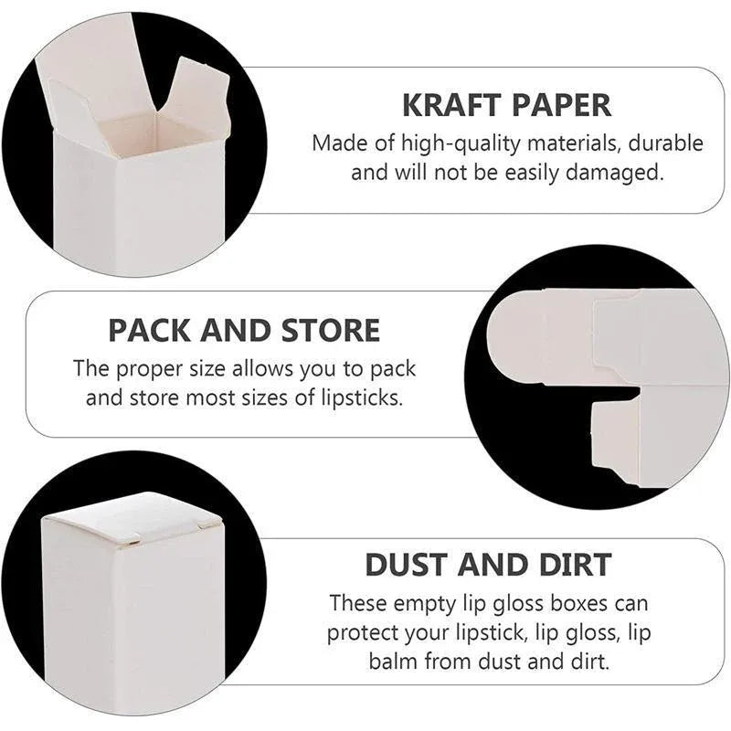 100PCS Empty Lip Balm Tube Packaging Carton Box Lipstick DIY Paper Case 2.8-3.1 - Kraft-2.8x2.8x8.5cm