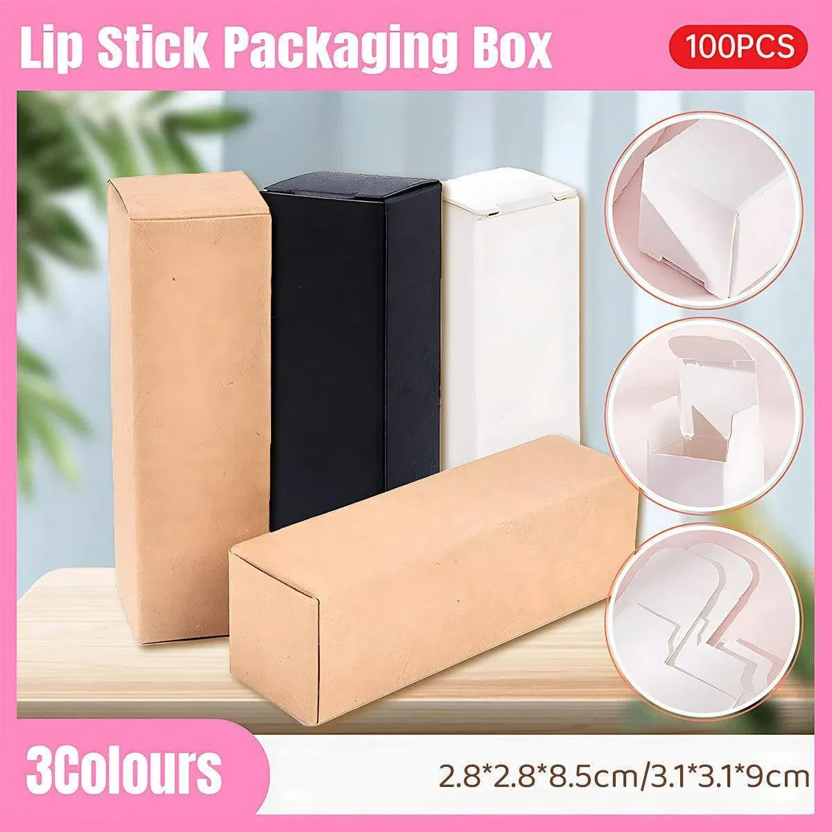 100PCS Empty Lip Balm Tube Packaging Carton Box Lipstick DIY Paper Case 2.8-3.1 - White-2.8x2.8x8.5cm