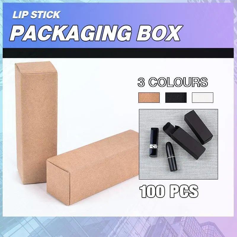 100PCS Empty Lip Balm Tube Packaging Carton Box Lipstick DIY Paper Case 2.8-3.1 - Black-2.8x2.8x8.5cm