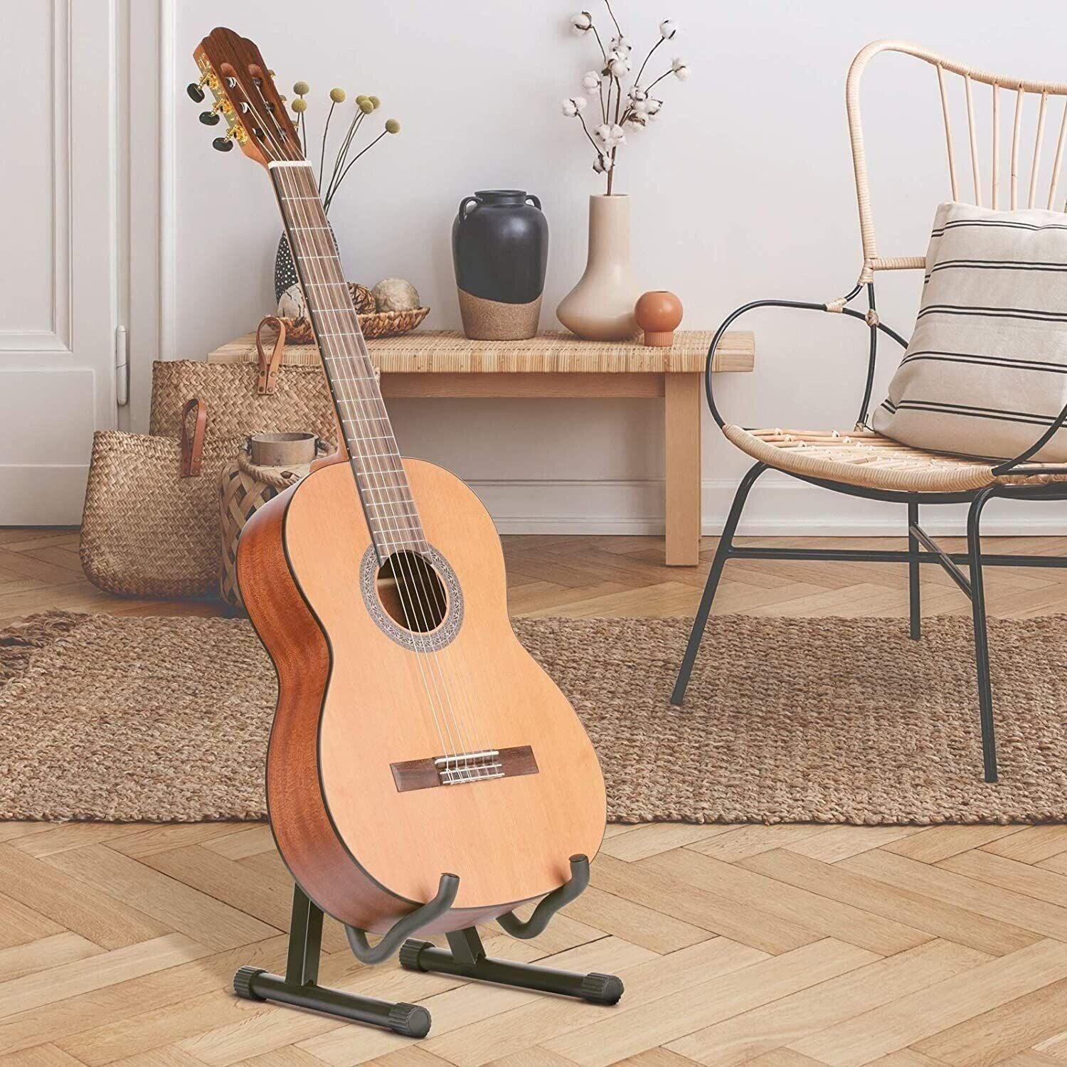 Folding Guitar Stand Floor Rack Electric Acoustic Bass Gig Holder Rack Portable