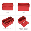 Felt Handbag Organizer Insert with Multiple Pockets for Tote and Purse - Red L Size