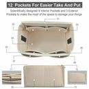 Felt Handbag Organizer Insert with Multiple Pockets for Tote and Purse - Coffee XL Size
