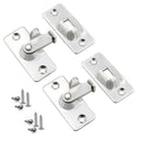 90 Degree Sliding Door Lock Hasp - Stainless Steel Corner Latch - Silver-2PCS