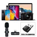 Wireless Lavalier Microphone Mini Mic For Android iPhone iPad Vlog Live Stream - Type-C (Two Microphones)