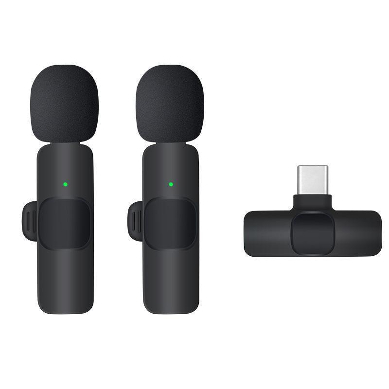 Wireless Lavalier Microphone Mini Mic For Android iPhone iPad Vlog Live Stream - Type-C (Two Microphones)