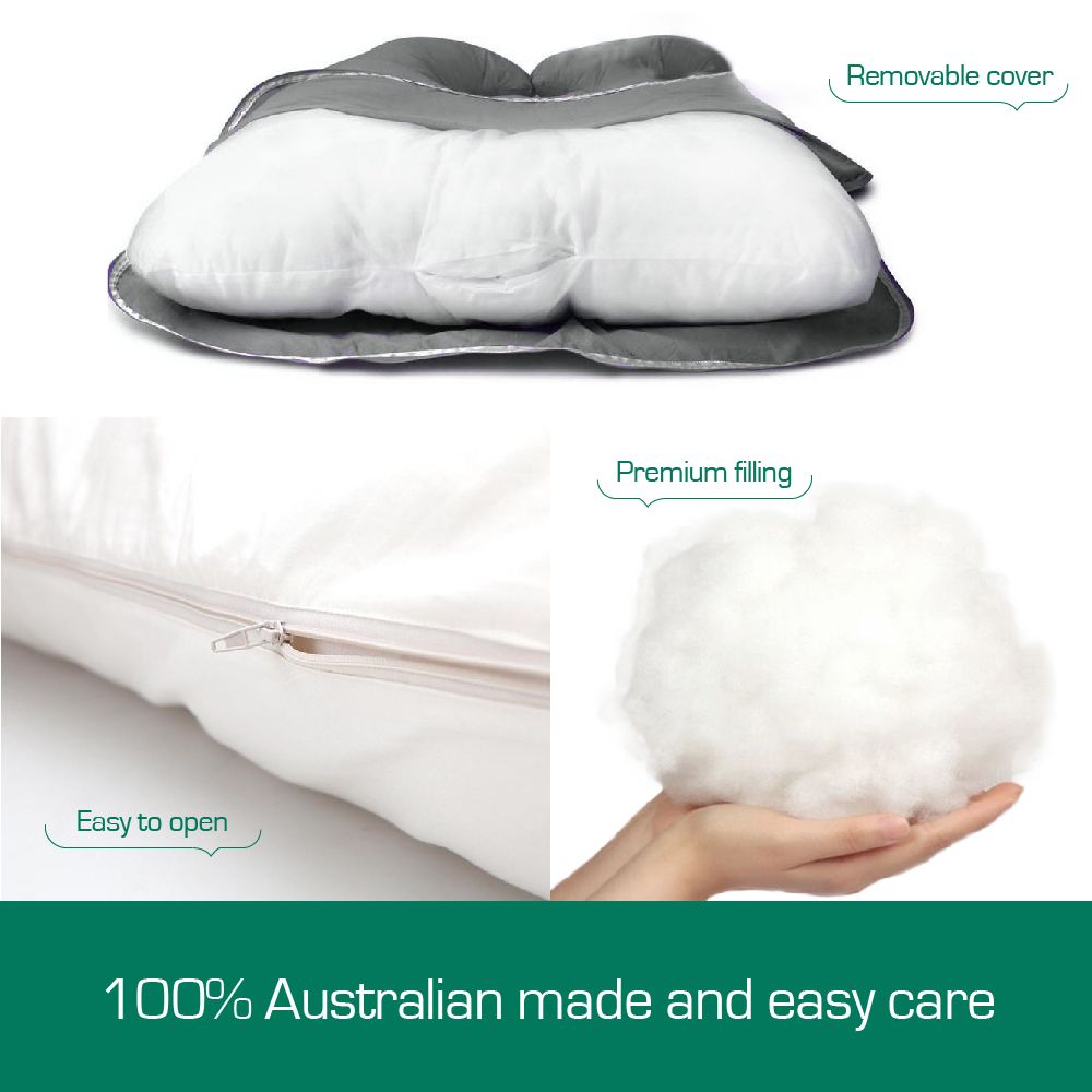Woolcomfort Aus Made Maternity Pregnancy Nursing Sleeping Body Pillow Pillowcase Included Grey
