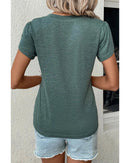 Mist Green Fashion Petal Sleeve V Neck T Shirt - XL