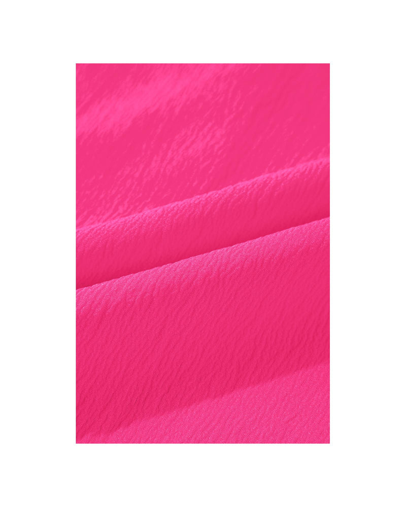 Sachet Pink Floral Embroidered Flutter Sleeve Pleated Neck Blouse - S