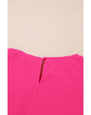 Sachet Pink Floral Embroidered Flutter Sleeve Pleated Neck Blouse - S